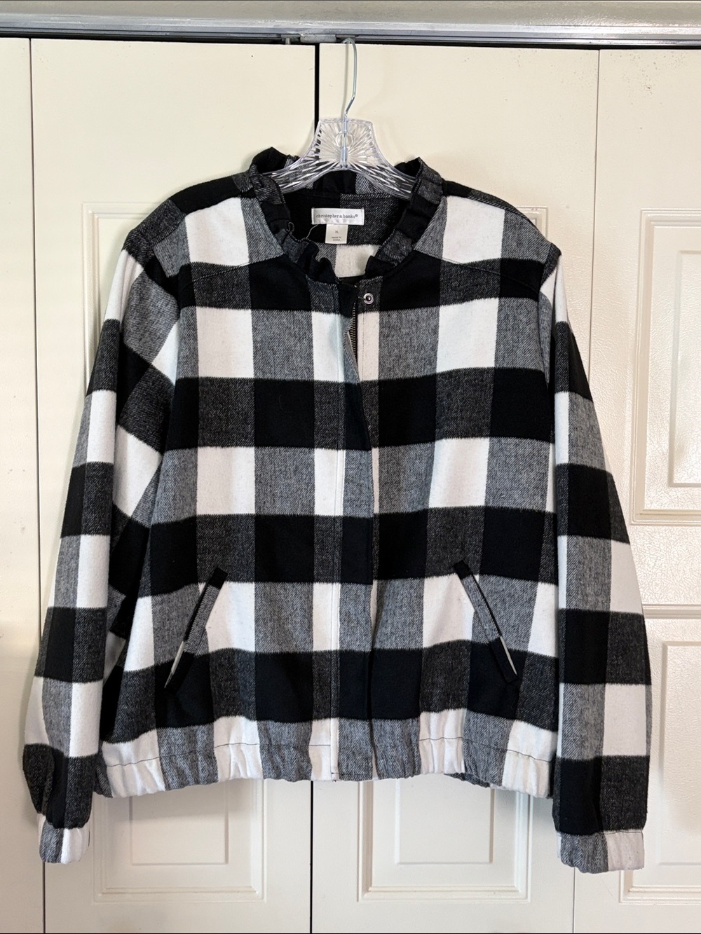 Christopher Banks Women’s Bomber Plaid Jacket Flannel Wool Blend Cottagecore XL